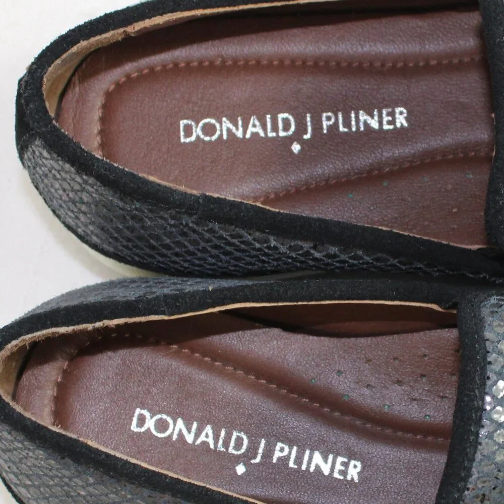 Donald J. Pilner Mickey Snake Gunmetal Gray Black Platform Slip-On, Size 6
